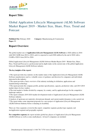 Application Lifecycle Management (ALM) Software Market Report 2019