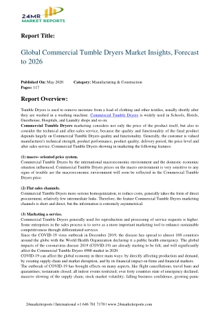 Commercial Tumble Dryers Market Insights, Forecast to 2026