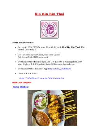 Kin Kin Kin Thai Restaurant Engadine Menu, NSW - 15% Off