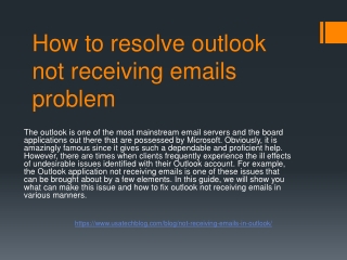 How to resolve outlook not receiving emails issue