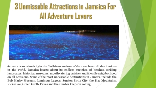 3 Unmissable Attractions in Jamaica For All Adventure Lovers