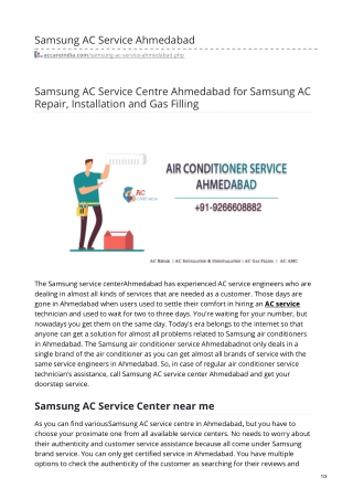 Samsung AC Repair Service Centre In Ahmedabad