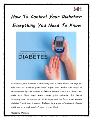 How To Control Your Diabetes-Everything You Need To Know