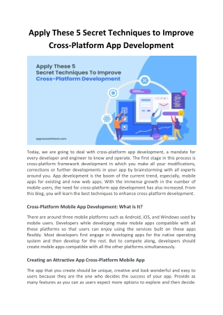 Apply These 5 Secret Techniques to Improve Cross-Platform App Development