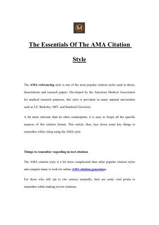 The Essentials Of The AMA Citation Style