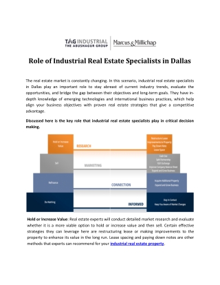 Role of Industrial Real Estate Specialists in Dallas