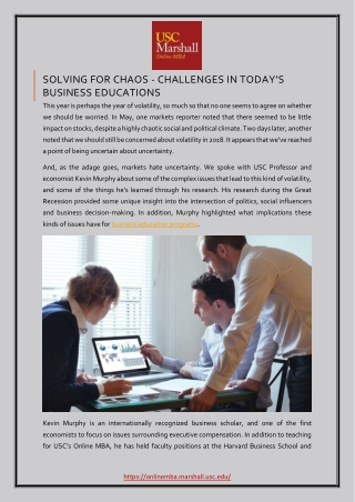 SOLVING FOR CHAOS - CHALLENGES IN TODAY’S BUSINESS EDUCATIONS