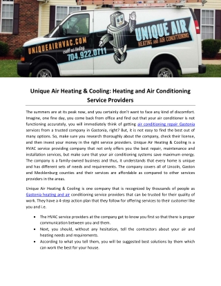Unique Air Heating & Cooling: Heating and Air Conditioning Service Providers