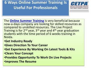 6 Ways Online Summer Training Is Useful For Professionals