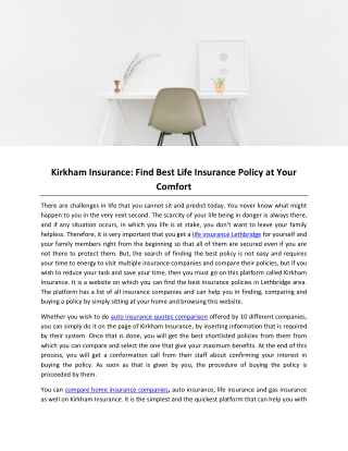 Kirkham Insurance: Find Best Life Insurance Policy at Your Comfort