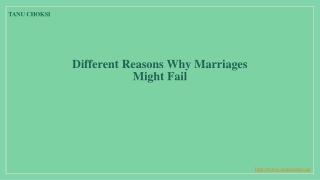 Different Reasons Why Marriages Might Fail