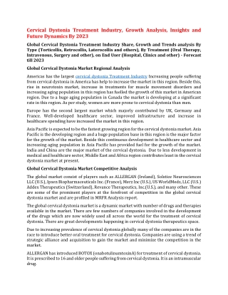 Cervical Dystonia Treatment Industry, Growth Analysis, Insights and Future Dynamics By 2023