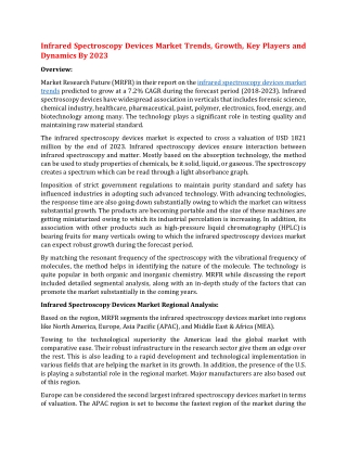 Infrared Spectroscopy Devices Market Trends, Growth, Key Players and Dynamics By 2023