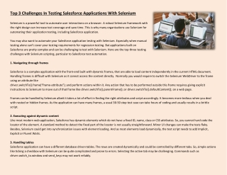 Top 3 challenges in testing Salesforce applications with Selenium