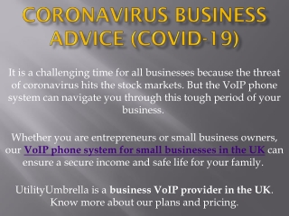 CORONAVIRUS BUSINESS ADVICE (COVID-19)