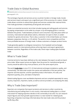 Trade Data In Global Business