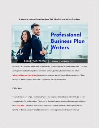 Professional Business Plan Writers Share Their 5 Top Tips for a Winning Pitch Deck