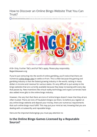 How to Discover an Online Bingo Website That You Can Trust?