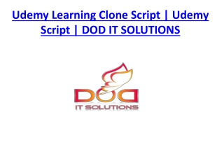 Udemy Learning Clone Script | Udemy Script | DOD IT SOLUTIONS