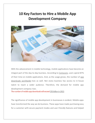 10 Key Factors to Hire a Mobile App Development Company