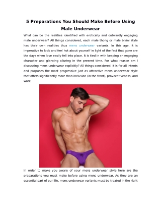 5 Preparations You Should Make Before Using Male Underwear