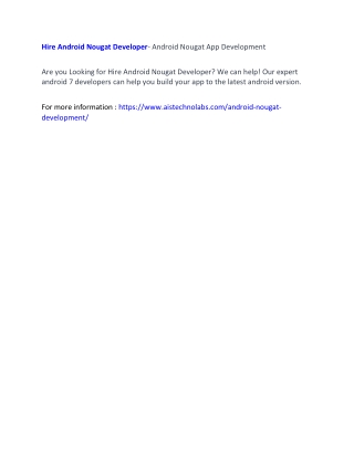 Hire Android Nougat Developer- Android Nougat App Development