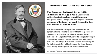 Sherman Act 1890 Anti Trust Law