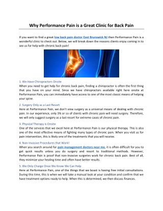 Why Performance Pain is a Great Clinic for Back Pain