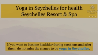 Yoga in Seychelles for health by Savoy Resort & Spa