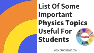 Important Physics Topics