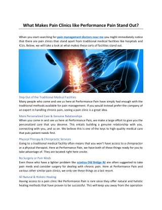 What Makes Pain Clinics like Performance Pain Stand Out?