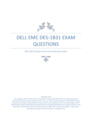 [PDF] Dell EMC DES-1B31 Exam Questions