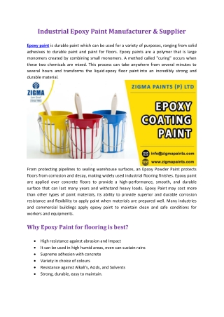 Industrial Epoxy Paint Manufacturer & Supplier