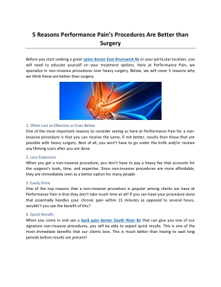 5 Reasons Performance Pain’s Procedures Are Better than Surgery