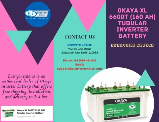 Buy Okaya XL 6600T (160Ah) Inverter Battery Online