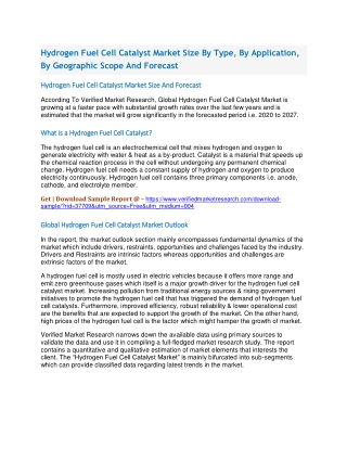 Hydrogen Fuel Cell Catalyst Market Size By Type, By Application, By Geographic Scope And Forecast