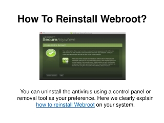 How To Reinstall Webroot?