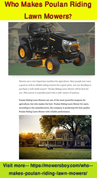 Who Makes Poulan Riding Lawn Mowers?