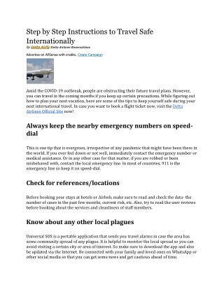 Step by Step Instructions to Travel Safe Internationally