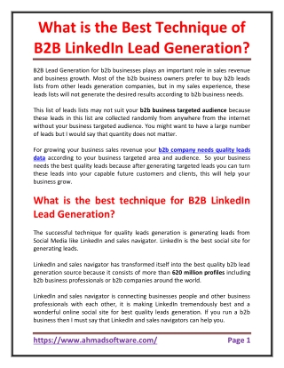 What is the best technique of B2B LinkedIn lead generation