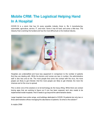 Mobile CRM: The Logistical Helping Hand In A Hospital