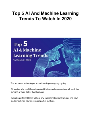 Top 5 AI And Machine Learning Trends To Watch In 2020