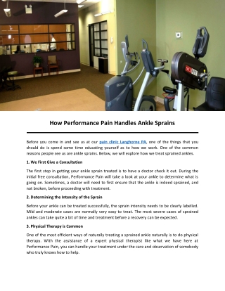 How Performance Pain Handles Ankle Sprains