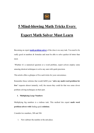 5 Mind-blowing Math Tricks Every Expert Math Solver Must Learn