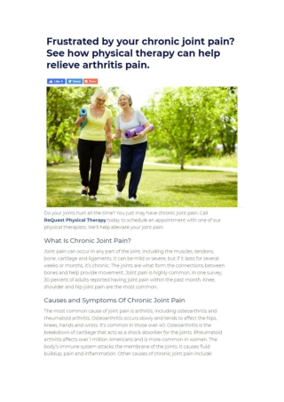 SEE HOW PHYSICAL THERAPY CAN HELP RELIEVE ARTHRITIS PAIN !