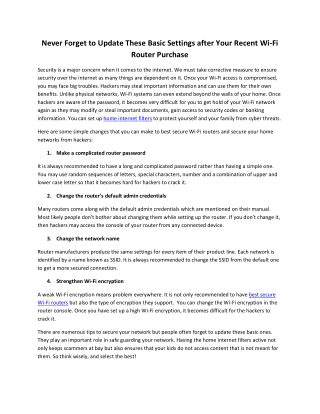 Never Forget to Update These Basic Settings after Your Recent Wi-Fi Router Purchase