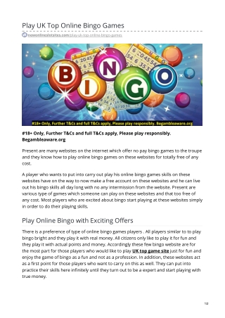 Play UK Top Online Bingo Games