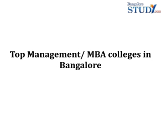 Top Management/ MBA colleges in Bangalore