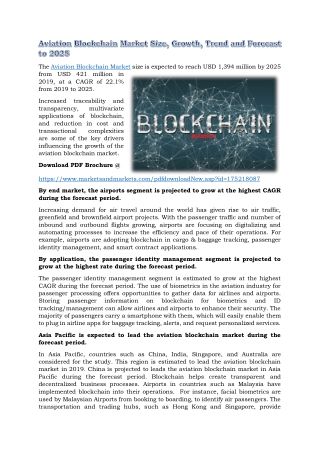 Aviation Blockchain Market Size, Growth, Trend and Forecast to 2025