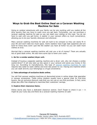 Ways to Grab the Best Online Deal on a Caravan Washing Machine for Sale